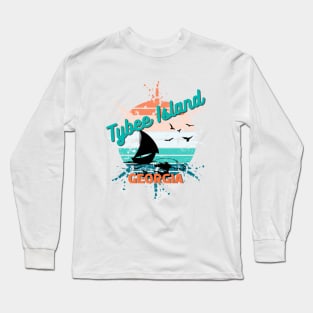 Tybee Island Georgia Retro Vintage Sunset Long Sleeve T-Shirt